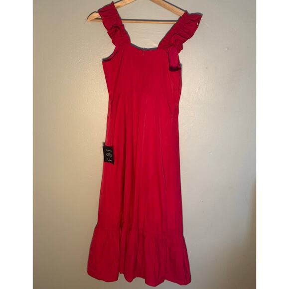 NWT Size S Lulu's Forever My Sweetheart Magenta Ruffle Tank Midi Dress - Picture 4 of 8